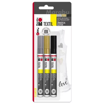 Marabu Textil csillámos textilfilc szett - 3 x 3 mm 