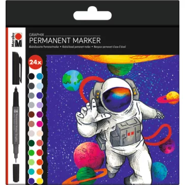   Marabu Permanent Marker Graphix kétvégű tűfilc szett - "HERO OF GALAXY", 24 db
