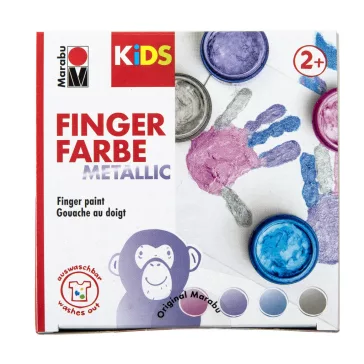   Marabu KiDS ujjfesték szett - "Fémhatású", 4 x 100 ml