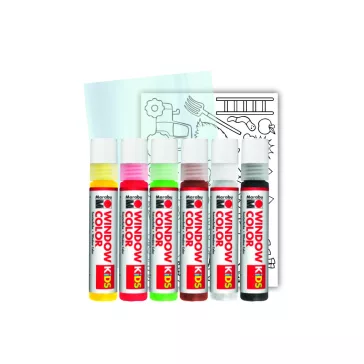   Marabu KiDS Window Color üvegmatrica festék szett - "Farm", 6 x 25ml