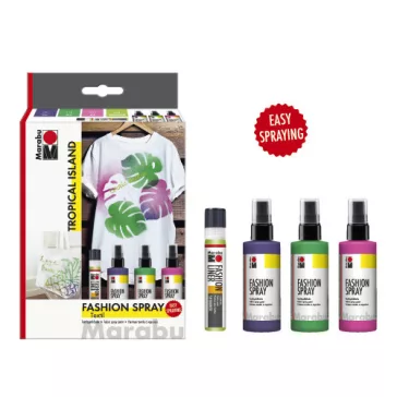   Marabu Fashion Spray textilfesték spray szett - "Tropical Island", 3 x 100 ml, 1 x 25 ml