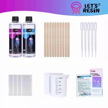   Let's Resin epoxi öntőgyanta készlet - 500 ml, munkaeszközökkel