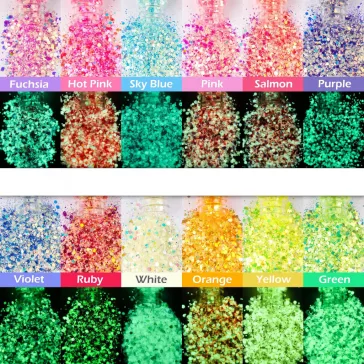   Let's Resin sötétben világító csillám - 12 színben, 12 x 12 g