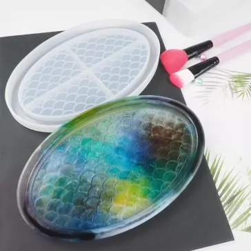  Szilikon öntőforma - peremes tálka, ovális, pikkelymintás